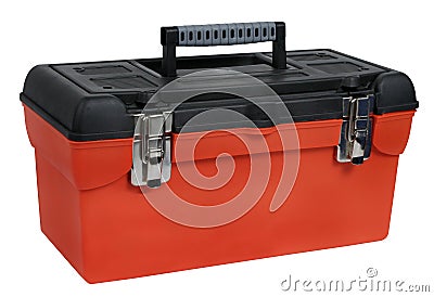 Orange plastic toolbox Stock Photo