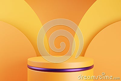 Orange podium and abstract background. Stock Photo