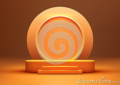 Orange Podium Product Display Mockup, Halloween Concept Vector Illustration