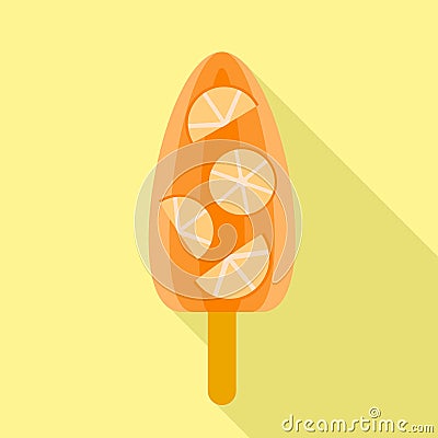 Orange popsicle icon, flat style Vector Illustration