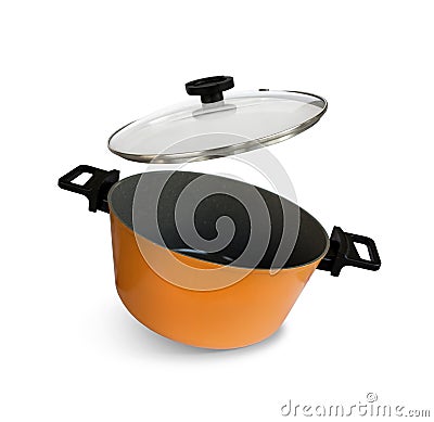 Orange pot isolated on white Stock Photo