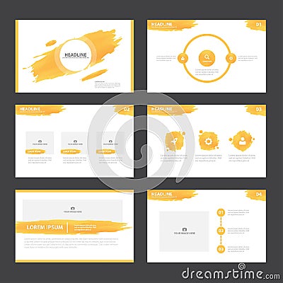 Orange presentation templates Infographic elements flat design set for brochure flyer leaflet marketing Vector Illustration
