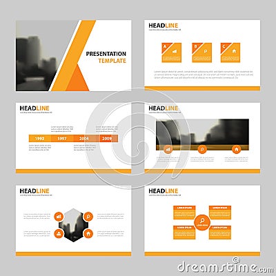 Orange presentation templates, Infographic elements template flat design set for annual report brochure flyer leaflet marketing Vector Illustration