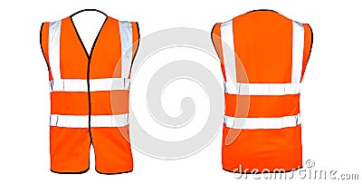 Orange protective reflective vest. is isolated on a white background. safety. work vest. road vest Stock Photo