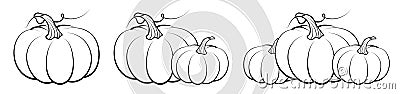 Orange pumpkin fruit. Autumn harvest. Autumn Halloween pumpkins. Edible plants. Isolated vector on white background in linear Vector Illustration