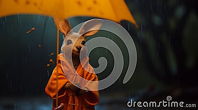 Orange Rabbit: A Rainy Day Portrait In Unreal Engine 5 Stock Photo