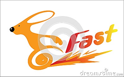 Orange rabbit Running speed,strive,To overcome Vector Illustration