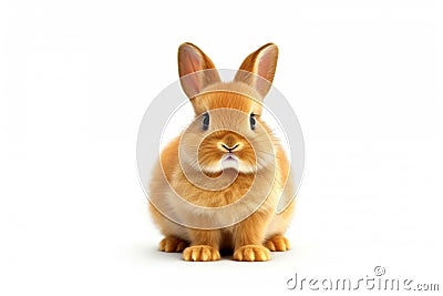 Orange rabbit on white background. Stock Photo