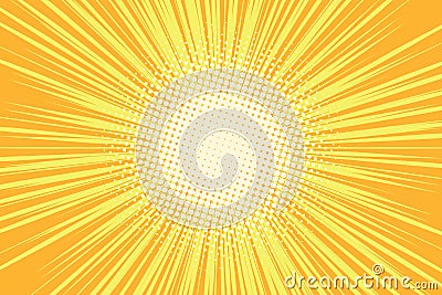 Orange rays pop art comic background Vector Illustration