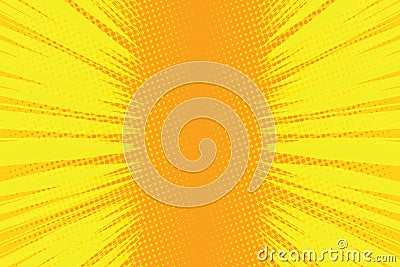Orange rays pop art comic background Vector Illustration