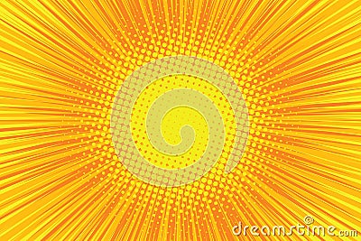 Orange rays pop art comic background Vector Illustration