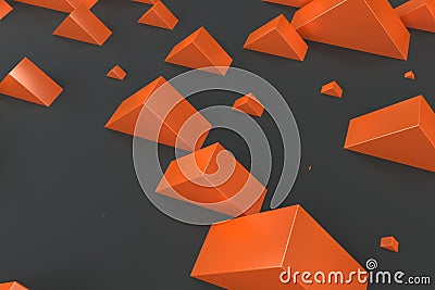 Orange rectangular shapes of random size on black background Cartoon Illustration