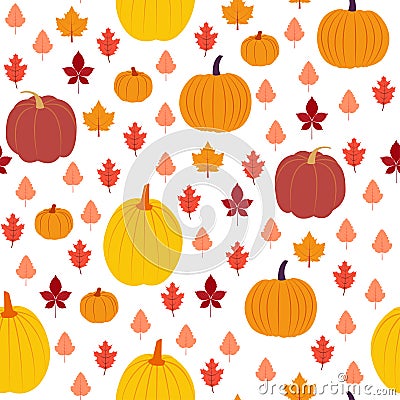 Autumn symbols.Vector seamless pattern in flat design Vector Illustration