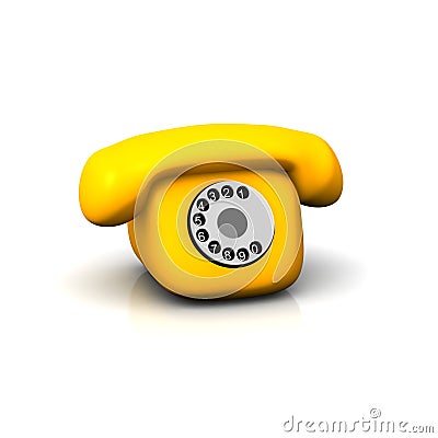 Orange retro phone Cartoon Illustration