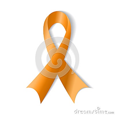 Orange ribbon , symbol of Animal Abuse, leukemia awareness Stock Photo