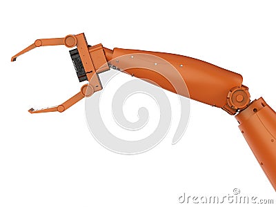 Orange robotic arm Stock Photo