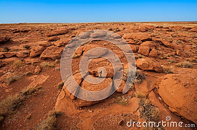 Orange rocks in the desert Stock Photo