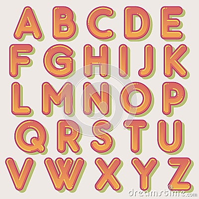 Orange Rounded Cartoon Colorful Typography Design Stock Photo