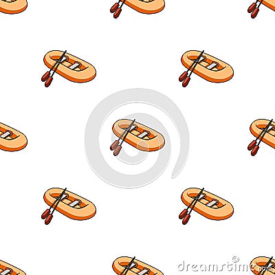 Orange rubber lifeboat.The boat, which weighs on the sides of large boats Vector Illustration