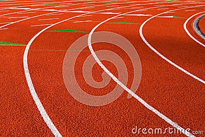 Orange rubberized Track & field track Editorial Stock Photo