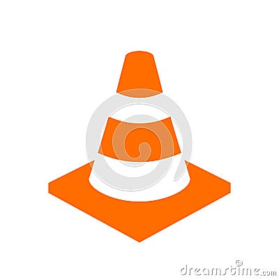 Orange safety cone vector icon Vector Illustration