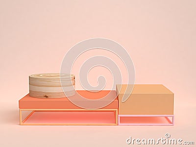 Geometric shape 3d rednering orange scene abstract Stock Photo