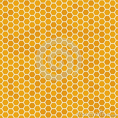 Orange seamless honey combs pattern. Honeycomb texture, hexagonal honeyed comb vector background Vector Illustration