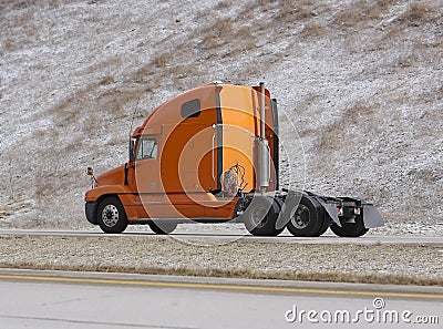 Orange Semi Truck Stock Photo