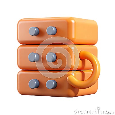 Orange Server Sync 3D Icon Representing Cloud Computing and Data Synchronization Technology Stock Photo