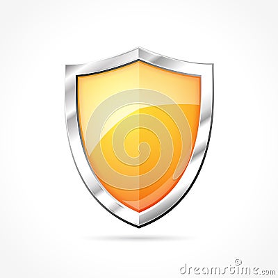 Orange shield icon Vector Illustration