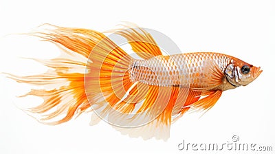 Orange Siam Fish Stunning Stripes, Large Fins, And Copper Orange Scales Stock Photo
