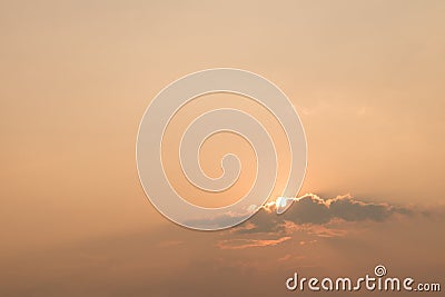 Orange sky with sun and clouds, colorful sunset Stock Photo