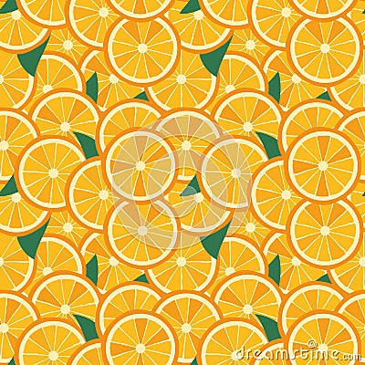 Orange slice background, seamless summer vector pattern. Fruit juicy vector print for apparel. fabric, textile, wrapping Vector Illustration