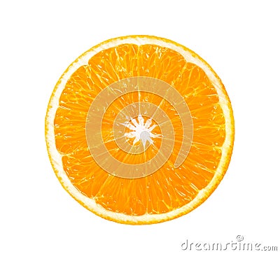 Orange slice on a white background. top view Stock Photo