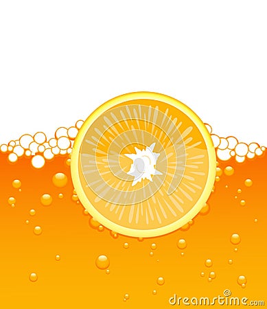 Orange slice in the juice Cartoon Illustration