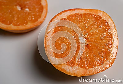 Orange slice juice inside pulp Stock Photo