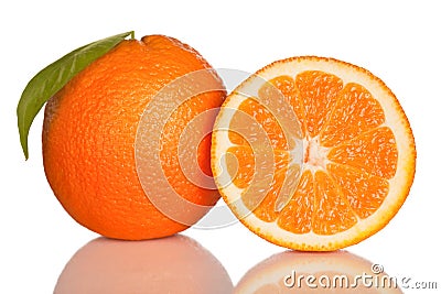 Orange and slice of orange on white Stock Photo