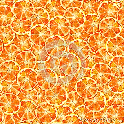 Orange slice seamless pattern watercolor Cartoon Illustration