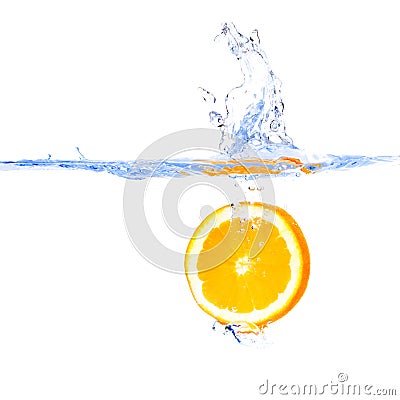 Orange slice in water Stock Photo