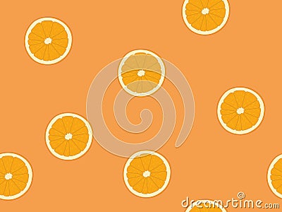 Orange slices seamless juicy colorful fruit background vector illustration Cartoon Illustration