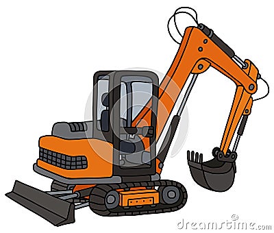 Orange small excavator Vector Illustration