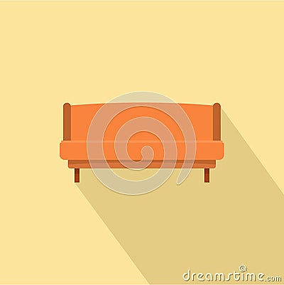 Orange small sofa icon, flat style Vector Illustration