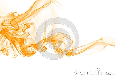 Orange smoke abstract on white background. yellow ink water color Stock Photo
