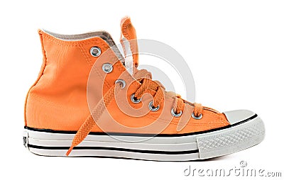 Orange sneakers isolated Stock Photo