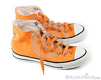 Orange sneakers isolated Stock Photo