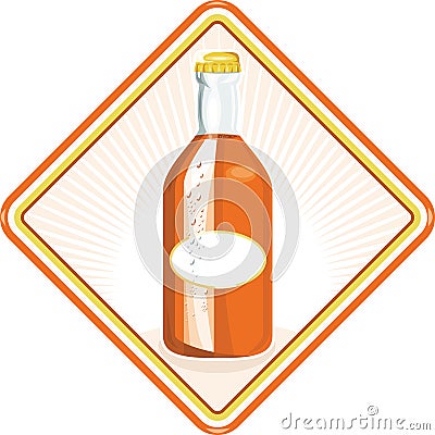 Orange Soda Bottle Diamond Retro Vector Illustration