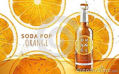 Orange soda pop ad Vector Illustration