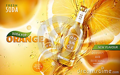 Orange soda pop ad Vector Illustration