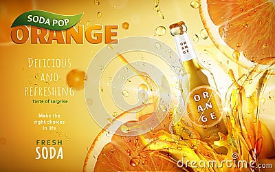 Orange soda pop ad Vector Illustration