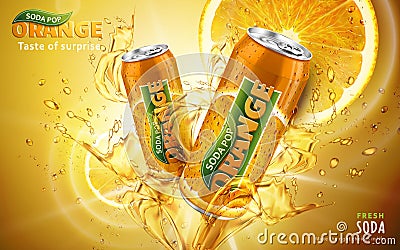 Orange soda pop ad Vector Illustration